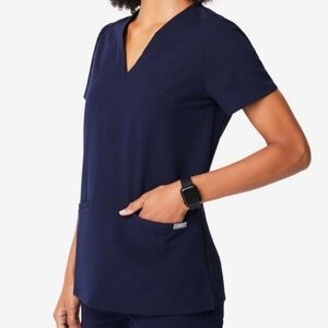 Figs Casma Three Pocket Scrub Top Navy Blue Women's Size XS Nurse CNA Uniform